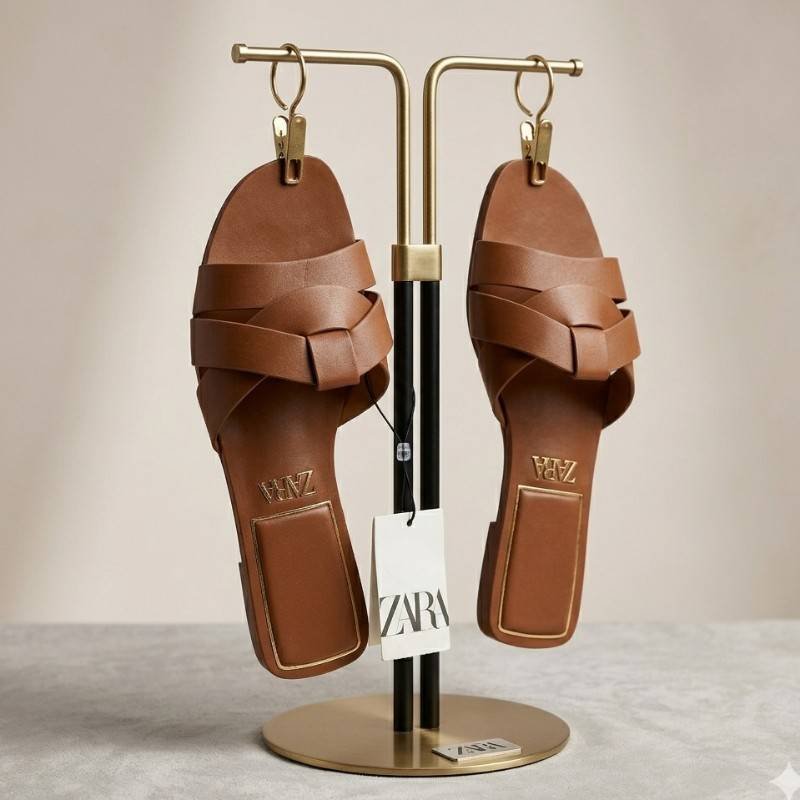 Brand New Zara Brown Slippers / Slides (Size 42) - view 2