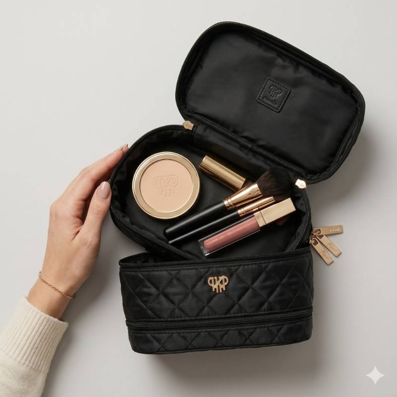 Quilted black travel makeup case+ Jewellery organizer - view 2