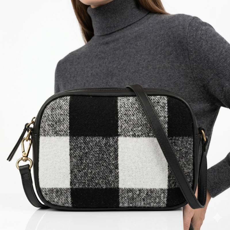 black and white checkered crossbody bag - view 2