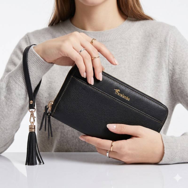 Travelambo Women's Wallet Tassel Bifold Ladies Clutch Wristlet. - view 2