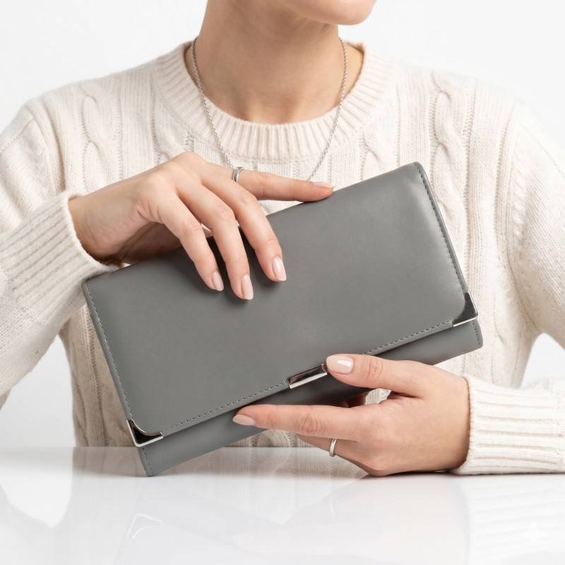 Gray women's clutch wallet - view 2