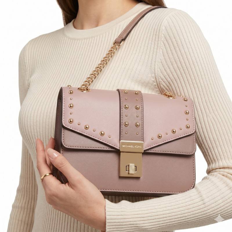Carvela Natural Opal Stud Xbody Bag in pink. - view 2