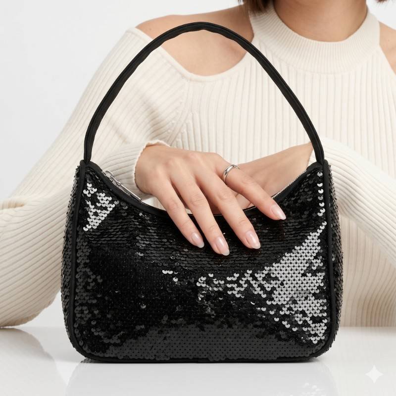 Black sequence  shoulder bag - view 2