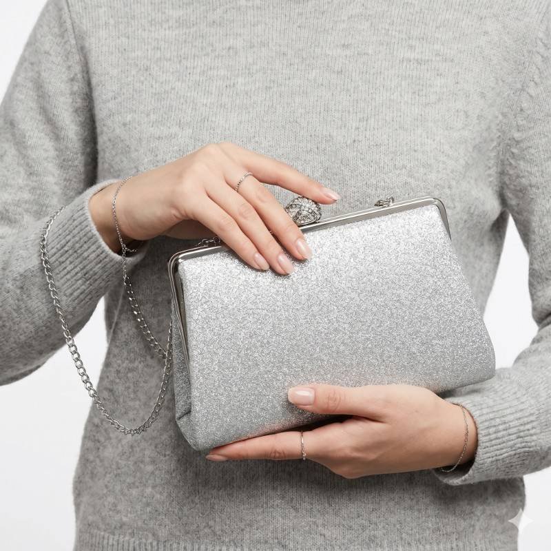 Sparkling Silver Glitter Clutch - view 2