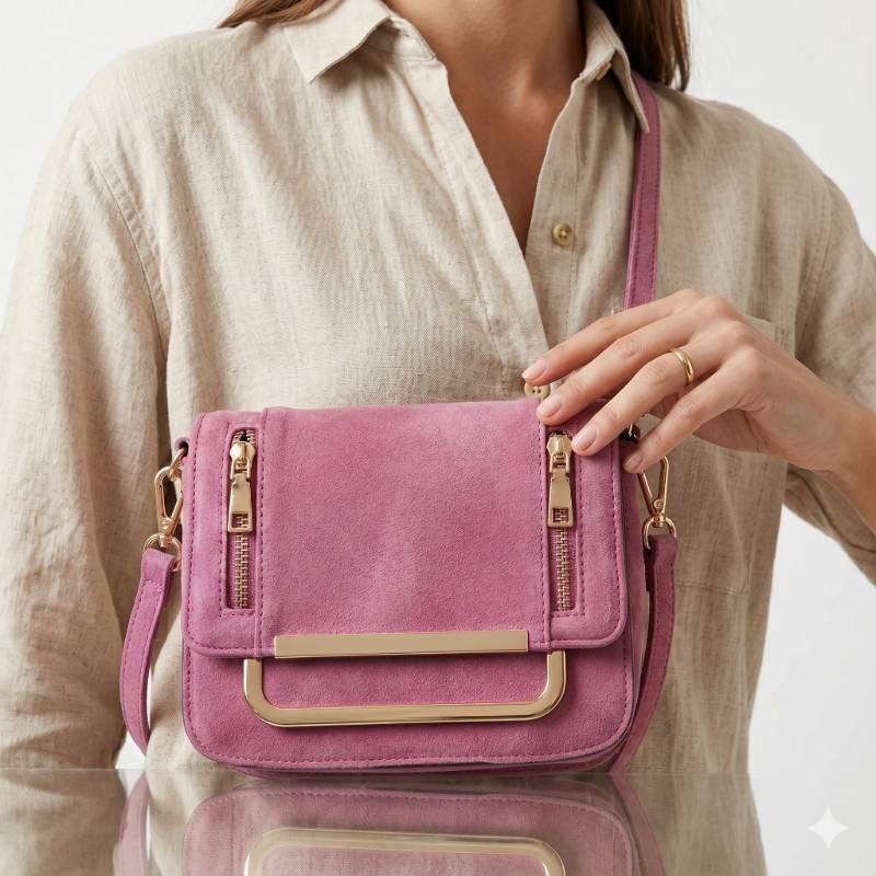 Stylish red Suede Crossbody Bag - view 2