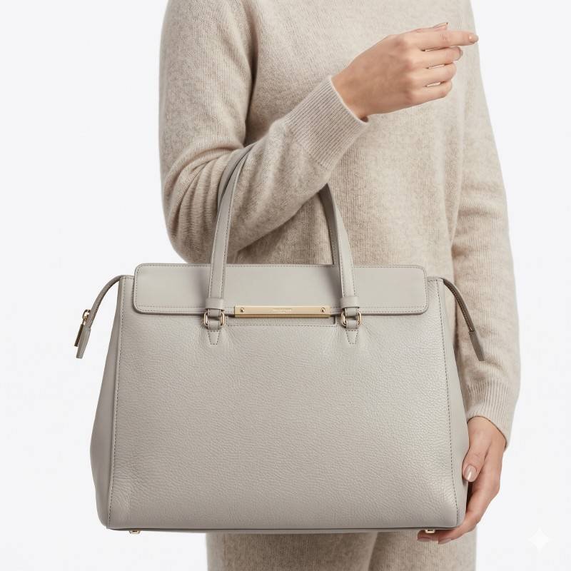"Elegant Grey leather Office Tote Bag – Large Capacity Professional Handbag - view 2