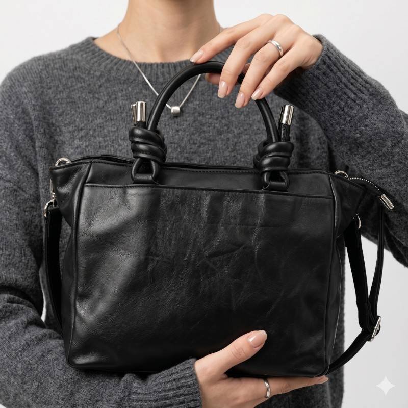Black Gerry Weber Madeira handbag featuring knotted handle details and a shoulder strap. - view 2
