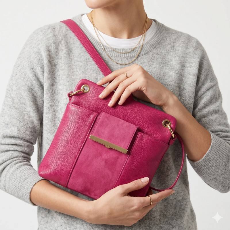 Fuchsia MKF collection janni cross body bag made of texture vegan leather - view 2