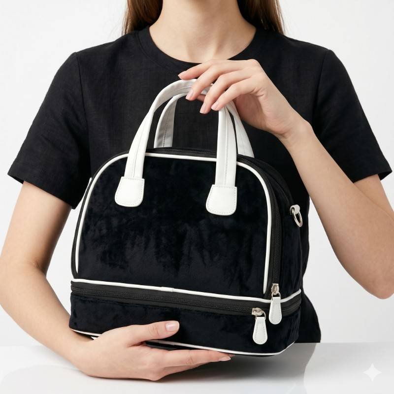 black and white piped contrast handbag from Outfitters. - view 2