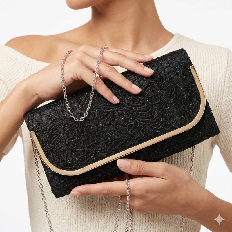 Lace Ladies Metallic Edge Party Bag. - view 2