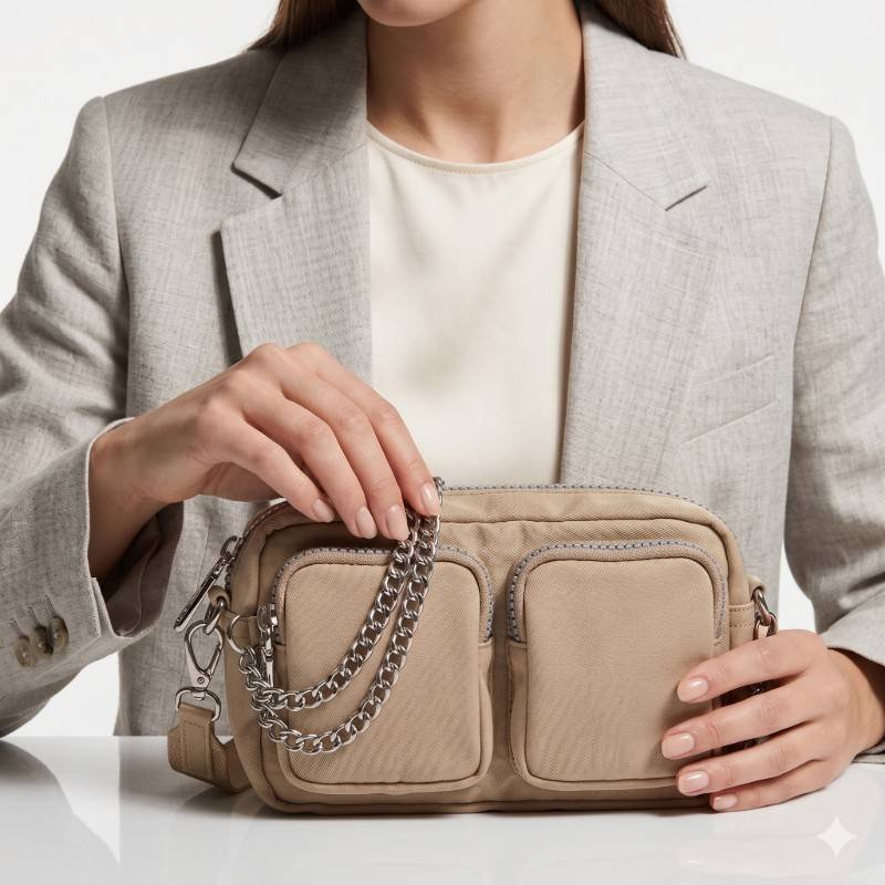 beige Xtrem Hazel crossbody bag with front zipper pockets - view 2