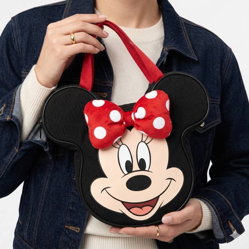 isney Parks Minnie Mouse Big Face Canvas Mini Tote bag, featuring a prominent red and white polka-dot bow - view 2