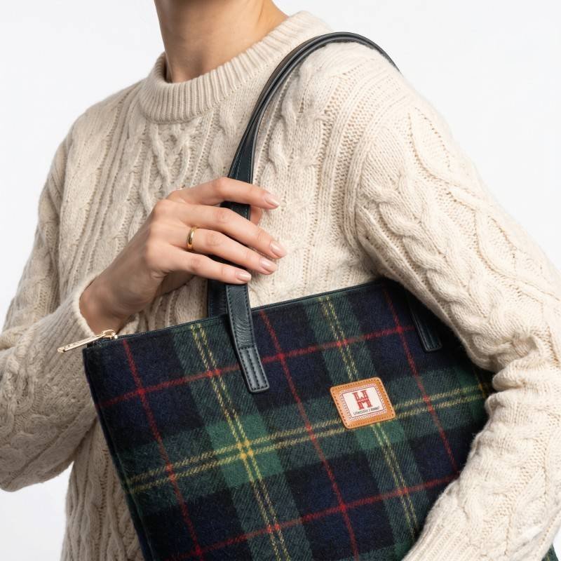 Afternoon Tea EB56 tote bag is crafted from authentic green Harris Tweed wool - view 2