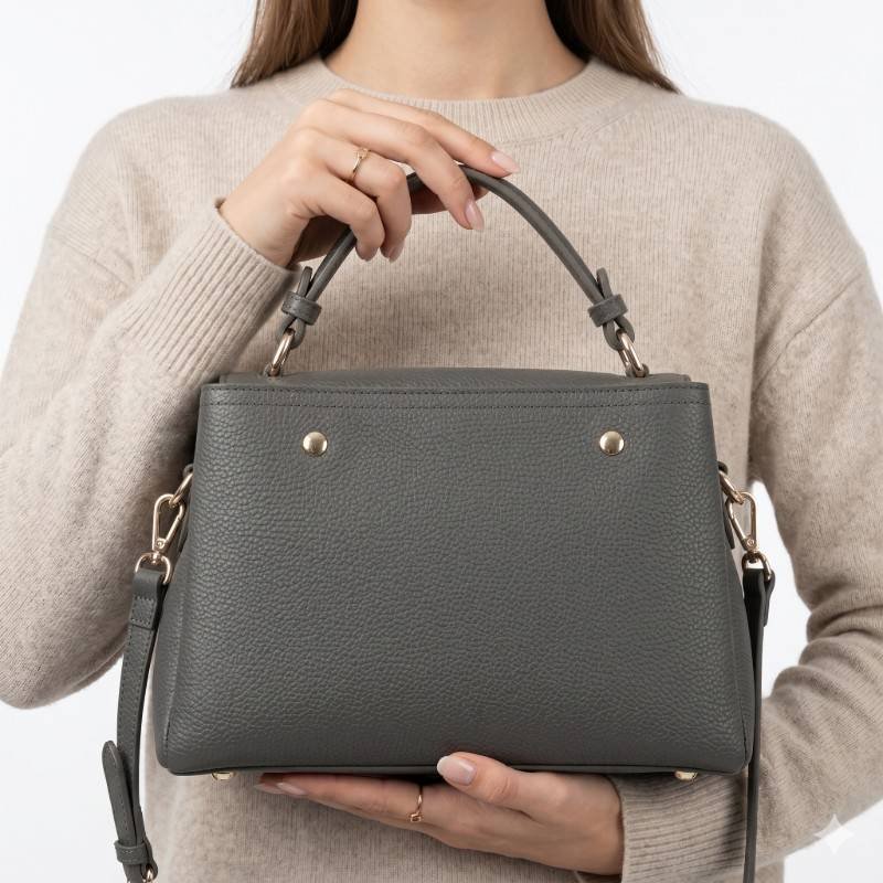 grey structured handbag - view 2