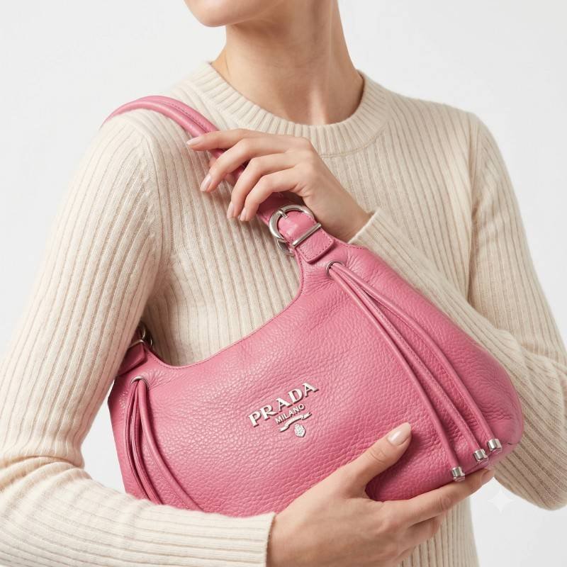 Prada Vitello Daino pink leather hobo bag - view 2