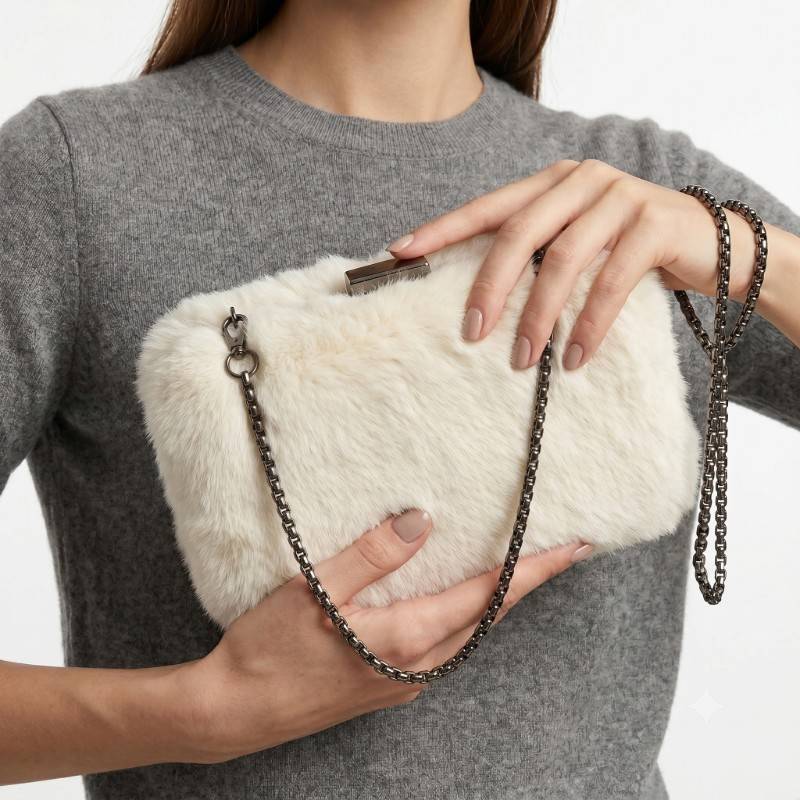 off-white faux fur crossbody - view 2