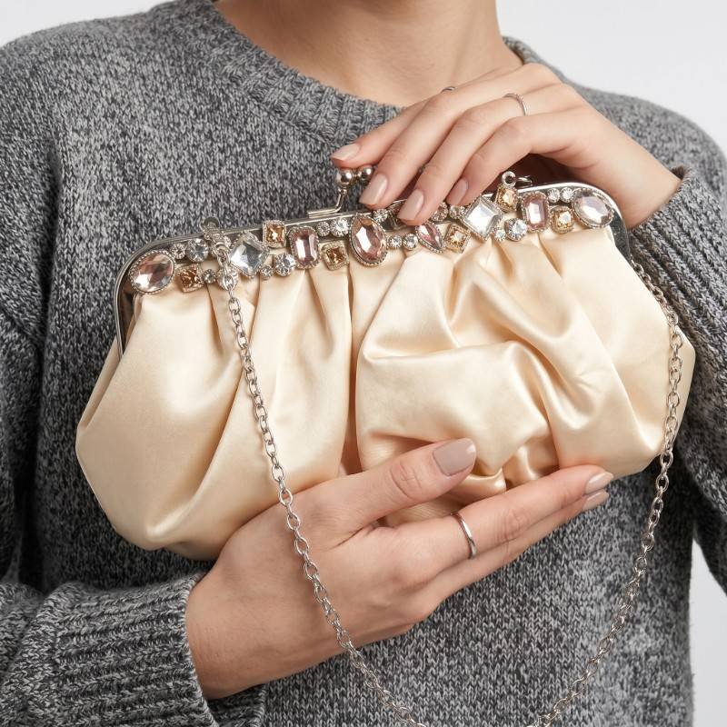 Stone work new look canvas party clutch - view 2
