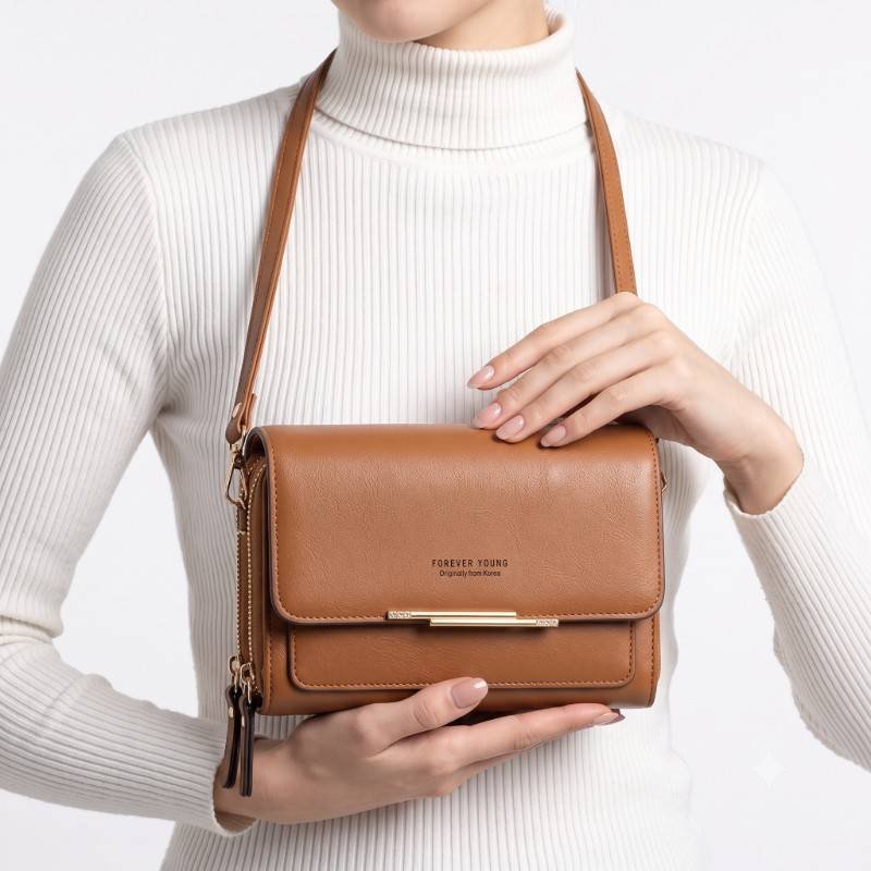 Forever young brown wallet style crossbody - view 2