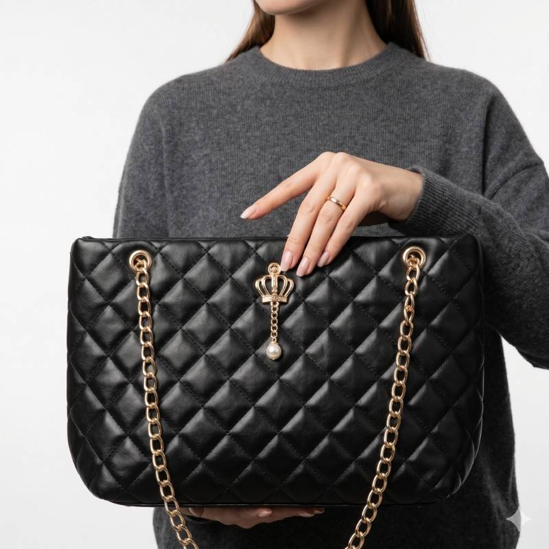 Quilted black Temu handbag - view 2