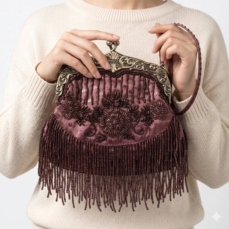 Cutdana hand made beautiful mouve colour clutch - view 2