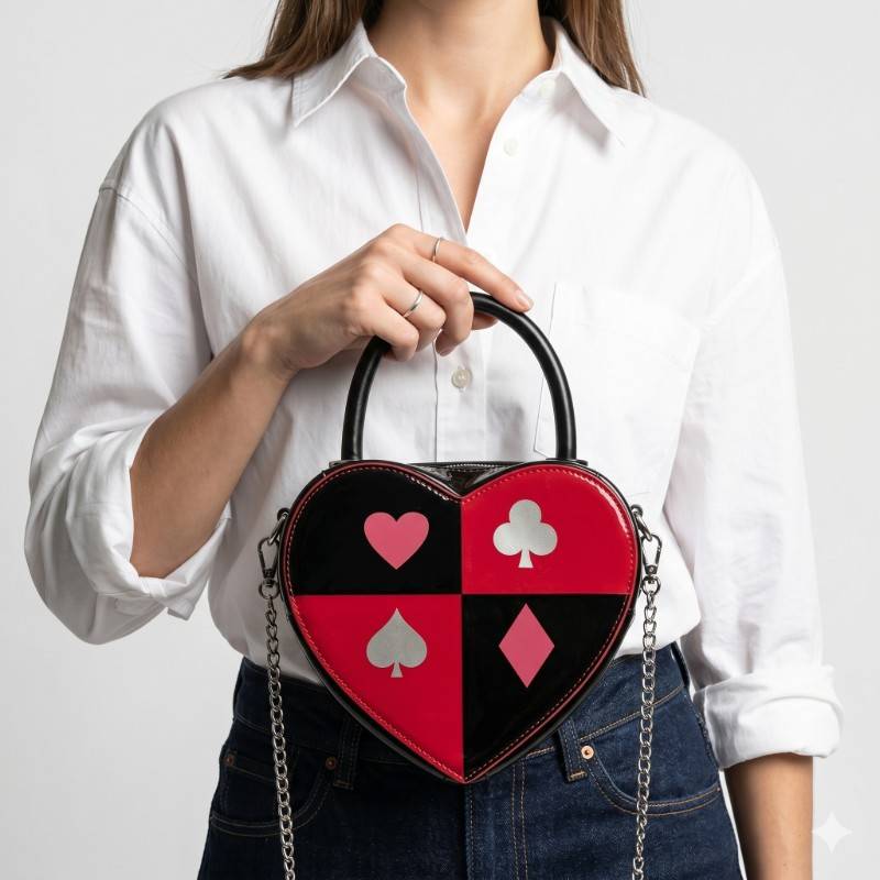 Harley Quinn Style Heart-Shaped Card Suits Crossbody Bag - view 2