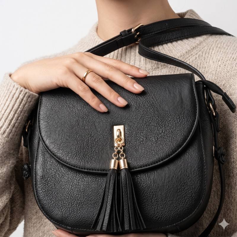 Black leather crossbody - view 2