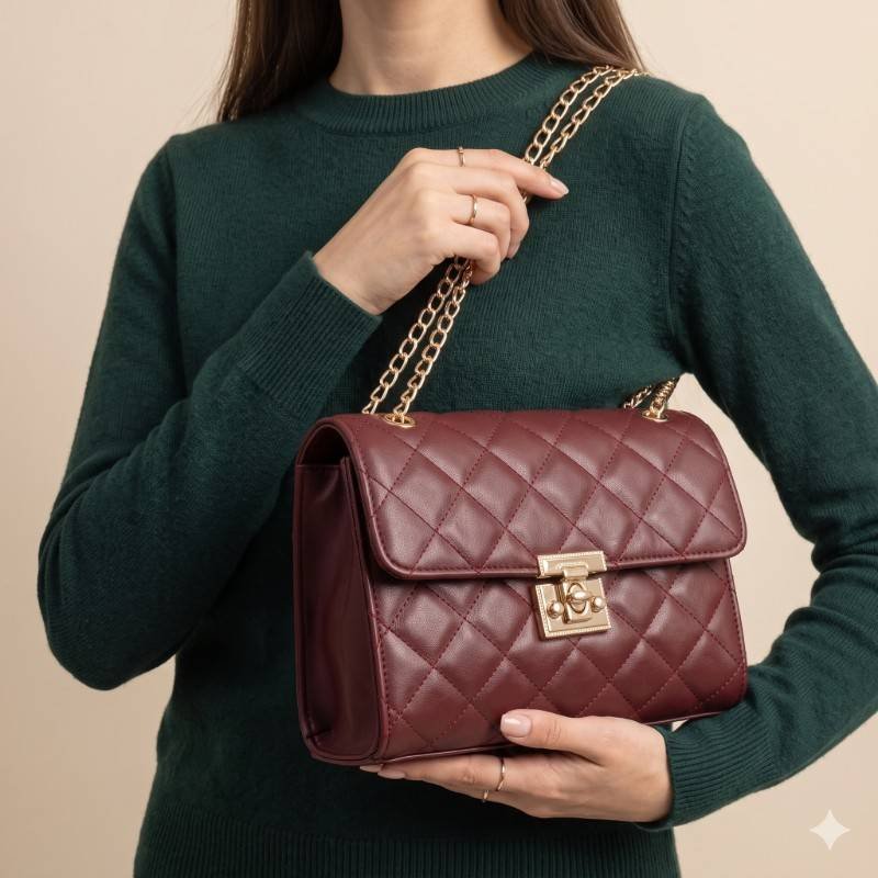 Brown quilted leather crossbody - view 2
