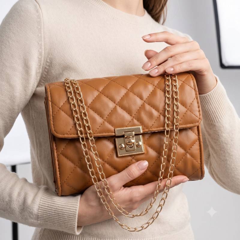 Brown quilted leather crossbody - view 2