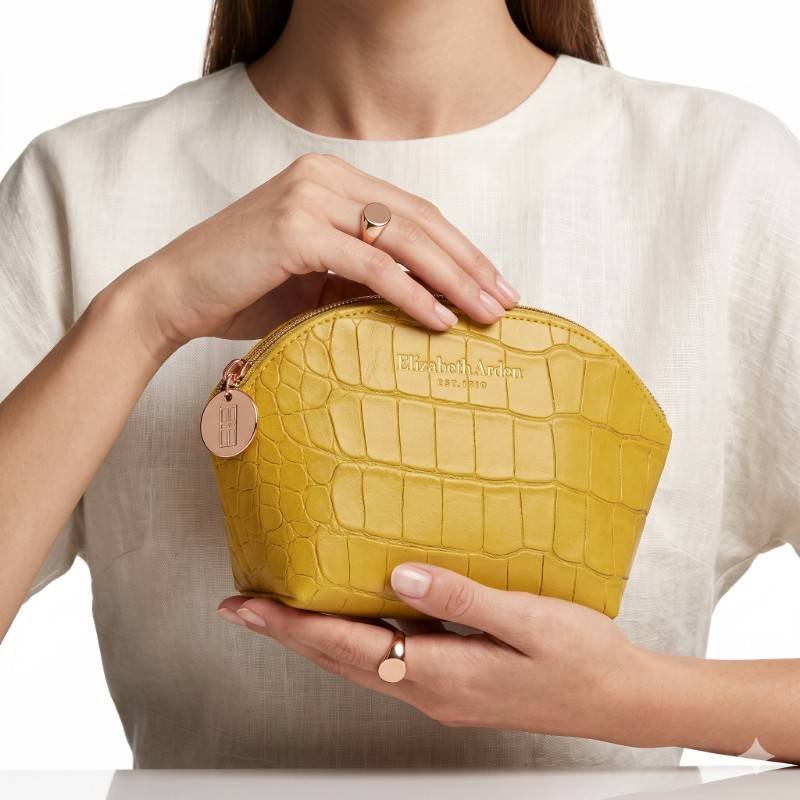 Elizabeth Arden mustard yellow cosmetic pouch - view 2