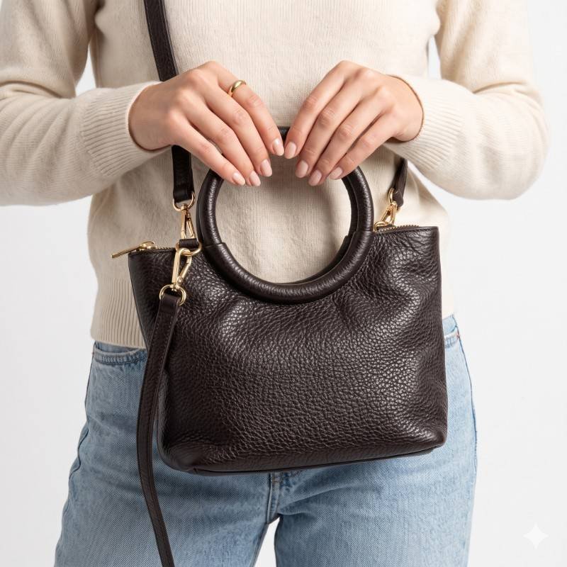 textured black leather handbag+Crossbody - view 2