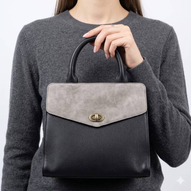 Dual colours leather Hand Carry +Crossbody - view 2