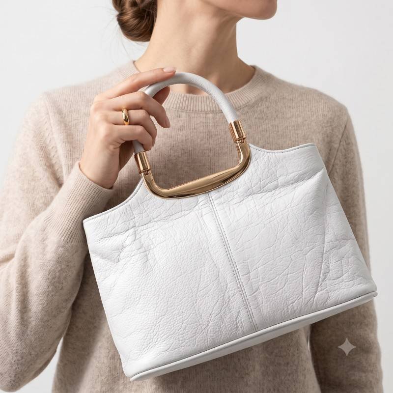 Beautiful white soft leather Hand carry bag - view 2