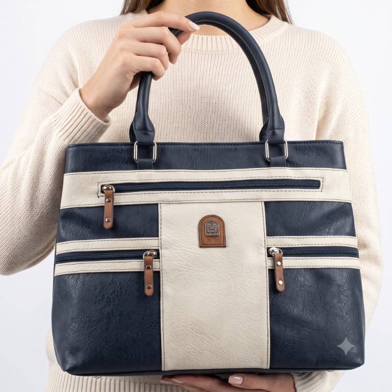 Multiple pockets blue white beautiful bag - view 2