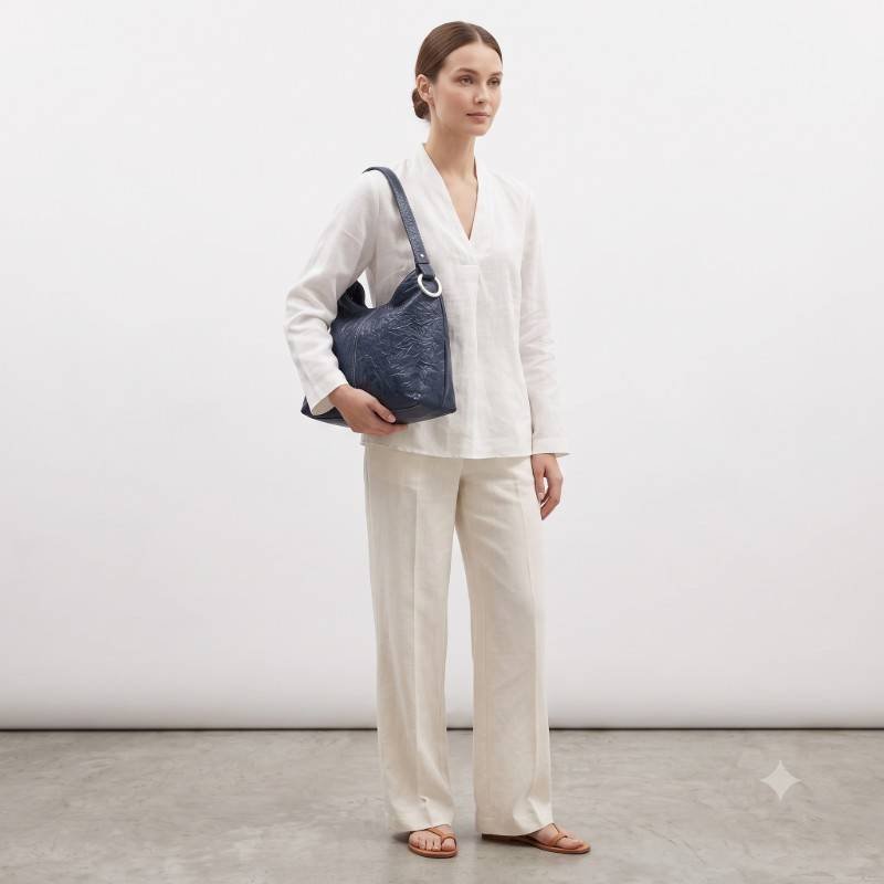 Decent look Blue leather bag view 2