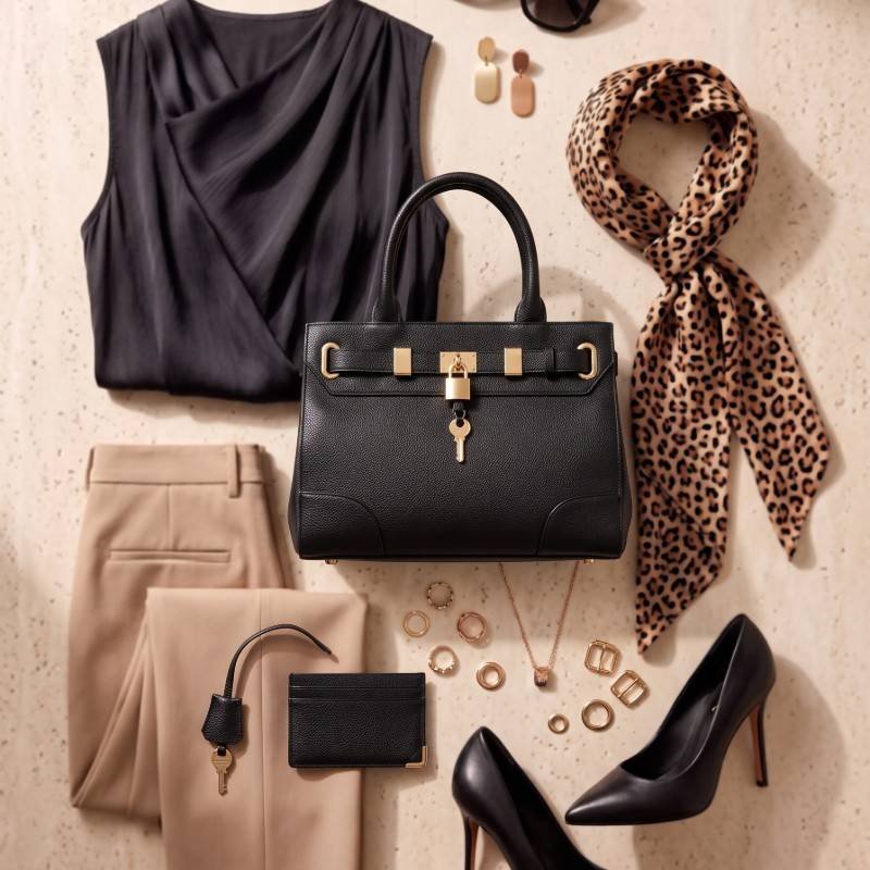 Just Fab black leather Branded Handbag - view 2