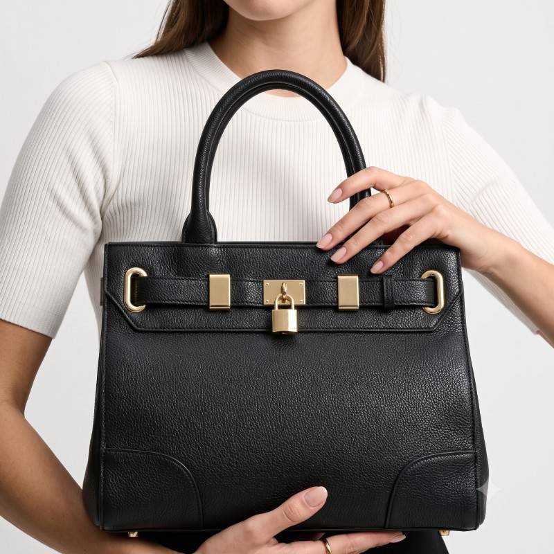 Just Fab black leather Branded Handbag - view 2