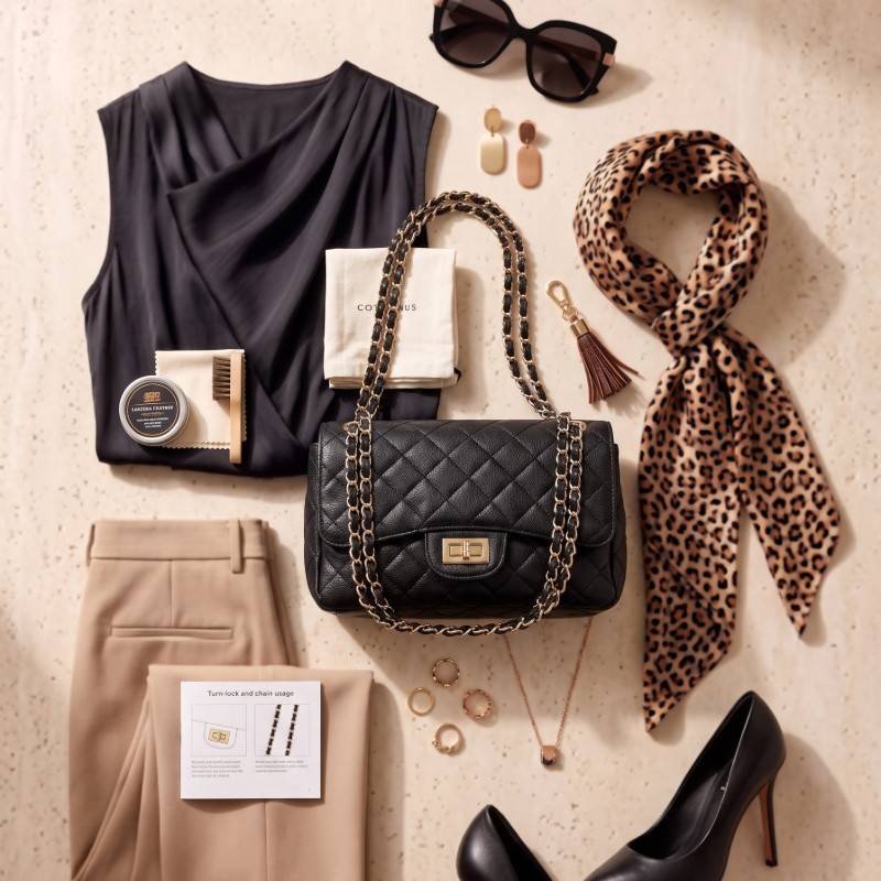 Simple Diamond Design Quilted Handbag - view 2