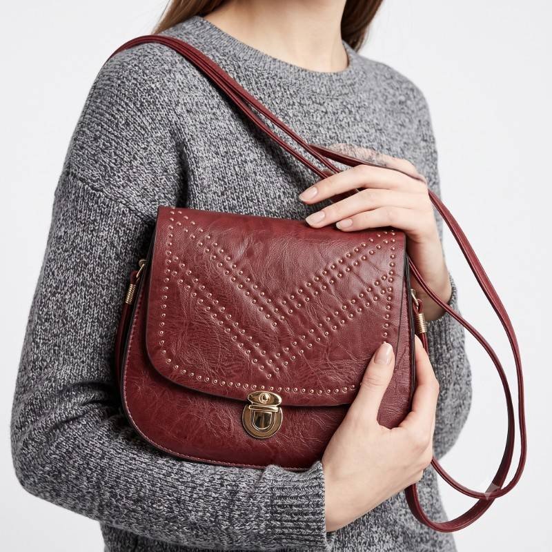 Red fully studed cross body - view 2