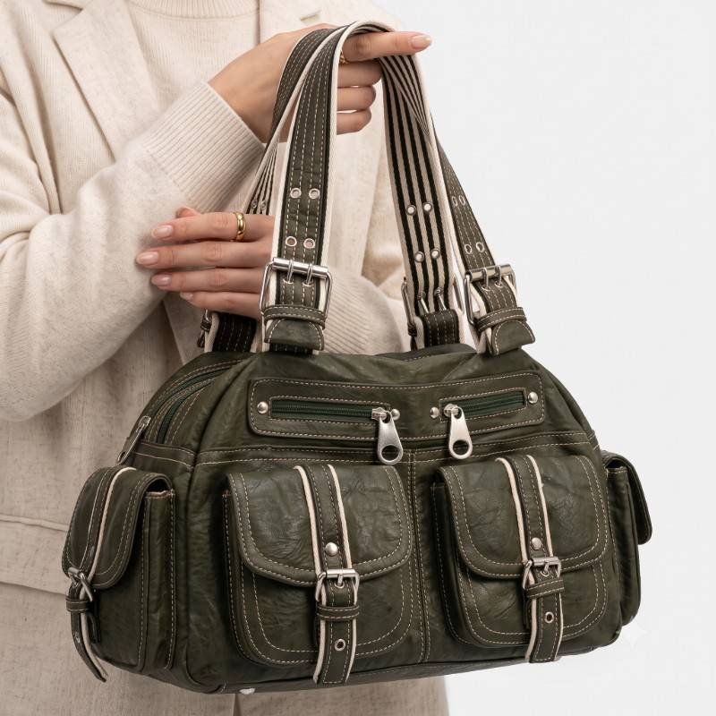 Olive green multiple pockets Beautiful Handbag - view 2