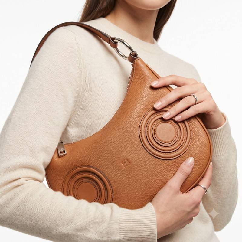 Crinkle leather d shape crossbody - view 2