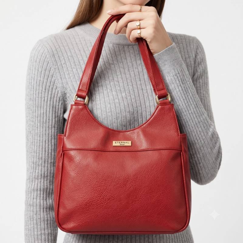 Eternal red leather texture handbag - view 2