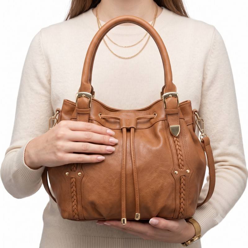Premium look brown Bucket style Handbag - view 2