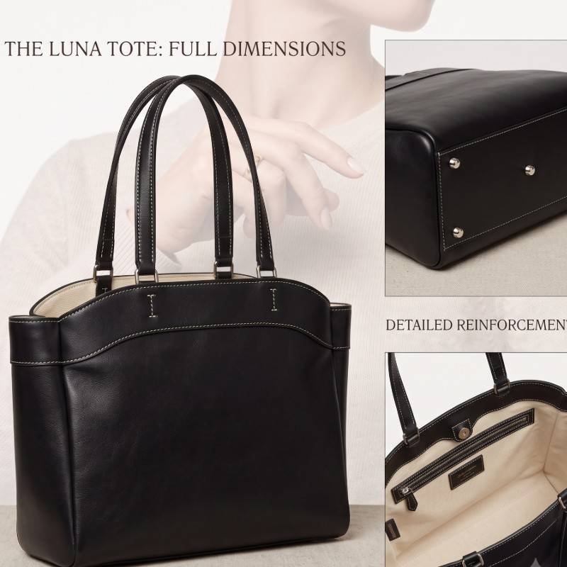 Black soft leather handbag - view 2