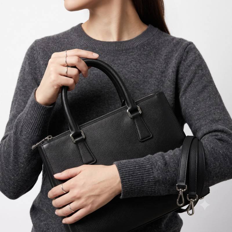Black Saffiano Leather Tote Bag - view 2