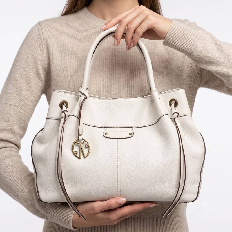 Coccinelle stylish leather white hand bag - view 2