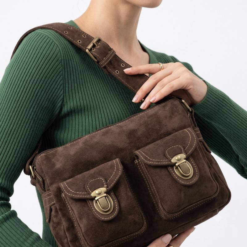 Suede Multi-Pocket Crossbody Bag - view 2