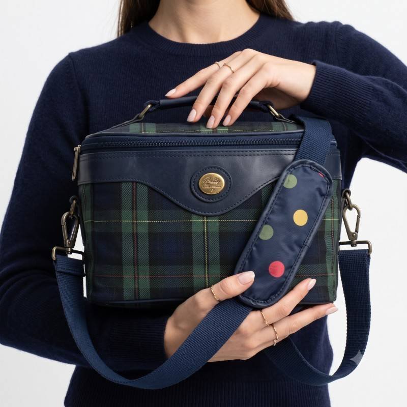 Vintage Style Plaid Vanity Case with Adjustable Strap - view 2