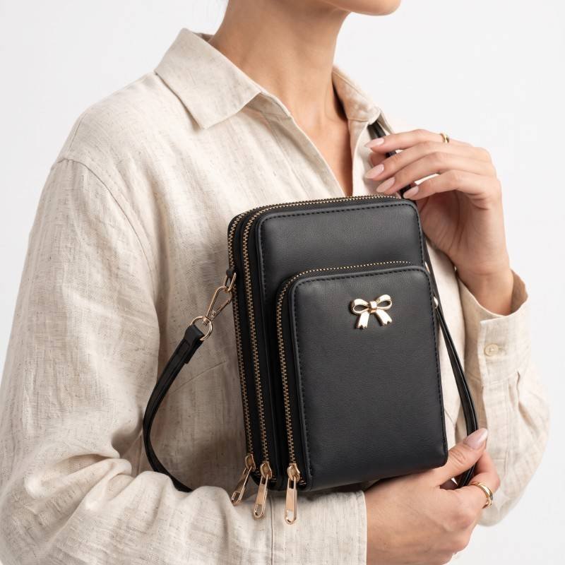 black PU leather crossbody bag - view 2