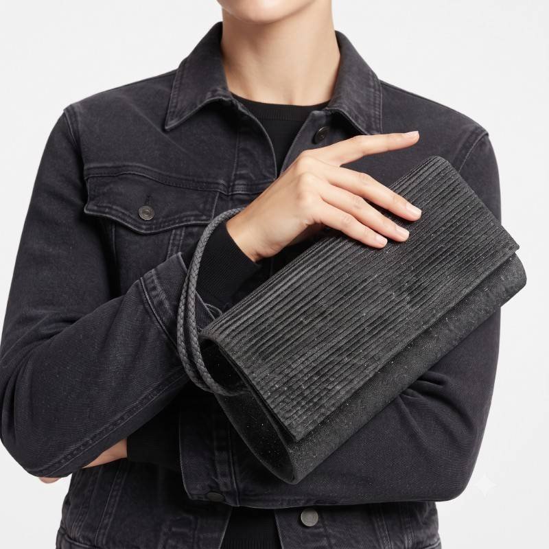 grey pleated clutch - view 2
