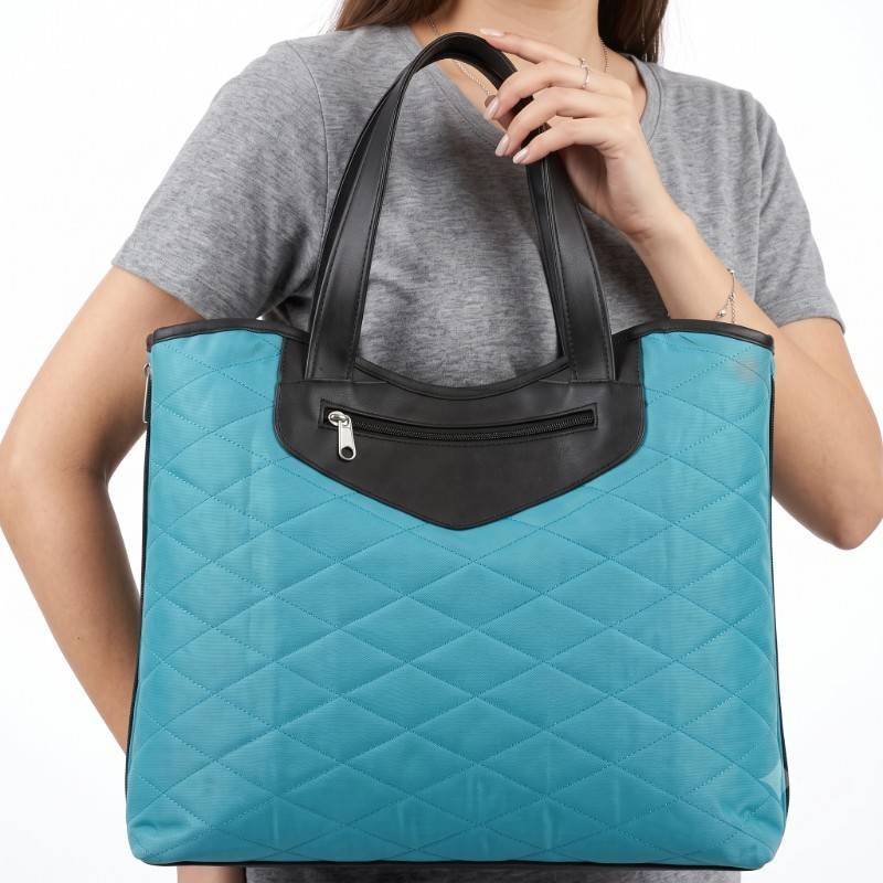 Blue quilted pattern Handbag - view 2
